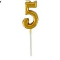 Lilin Angka Ulang Tahun Ultah / Birthday Numeric Candle / Birthday Number Candle Warna Gold Metalik