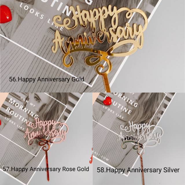 Cake Topper Acrylic / Topper Kue Akrilik Happy Anniversary / Happy Birthday