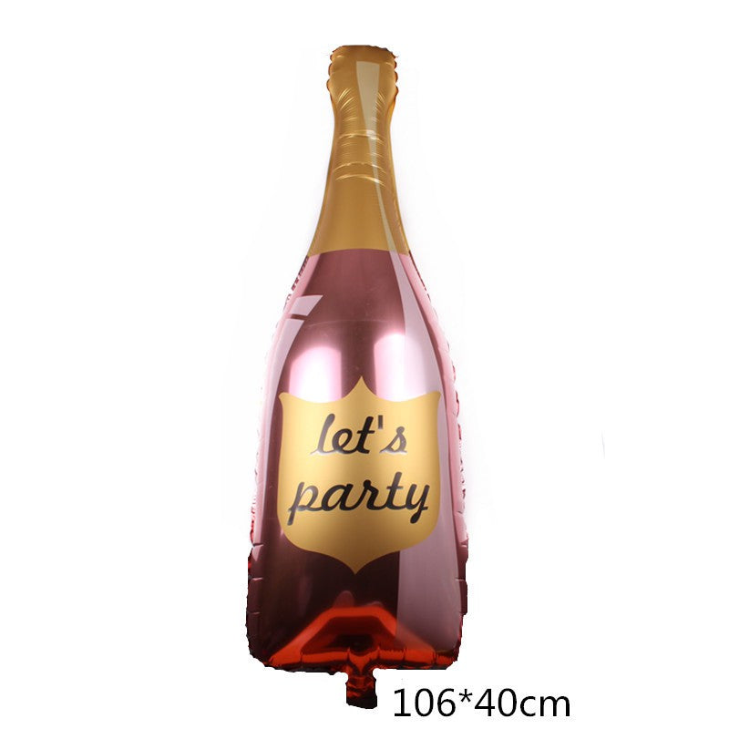 Balon Foil Bottle / Botol & Glass Champagne Jumbo / Lets Party / Cheers / Glitter Gold / Celebrate