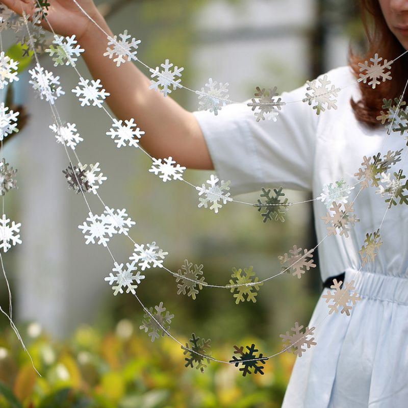Snowflake Party Garland Silver Metalik 4 meter