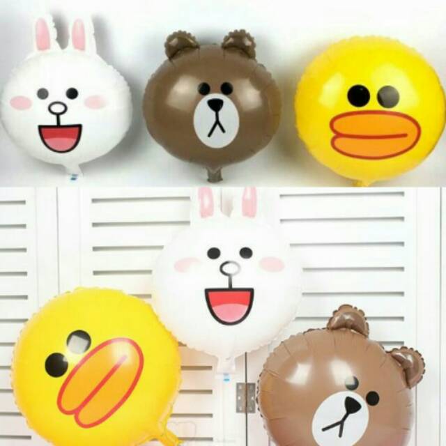 Balon Foil Line Cony Head, Sally Head , Brown Head Size Size 45 cm