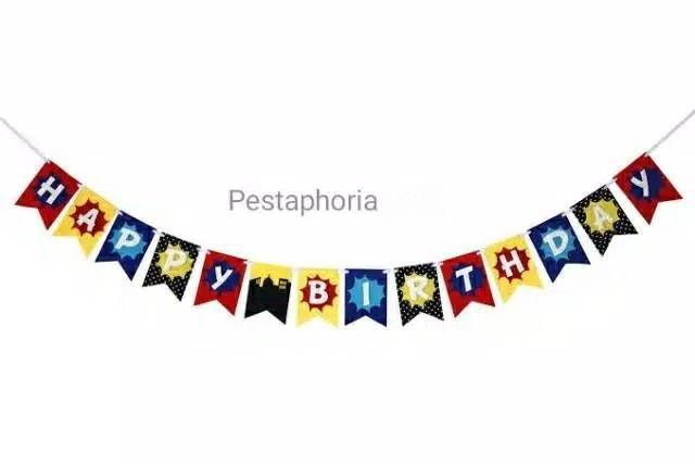 Bunting Flag / Banner Happy Birthday HBD Super Hero