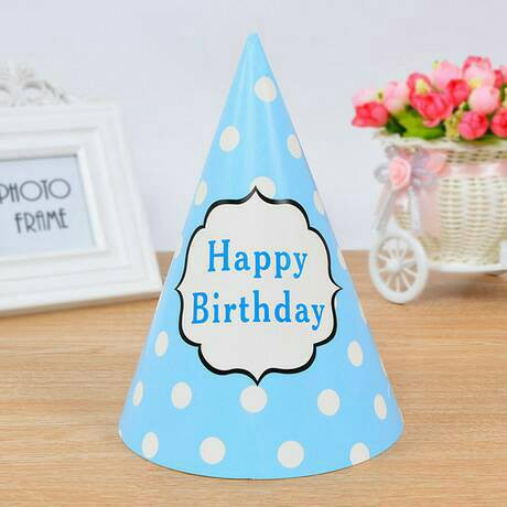 ( isi 10 pcs ) Party Hat / Topi Pesta Ulang Tahun / Ultah Polkadot Tulisan Happy Birthday