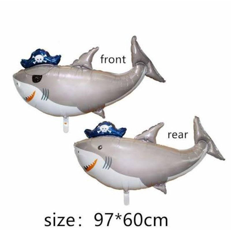 Balon Foil Pirate Shark Double Side Jumbo Size 97 cm