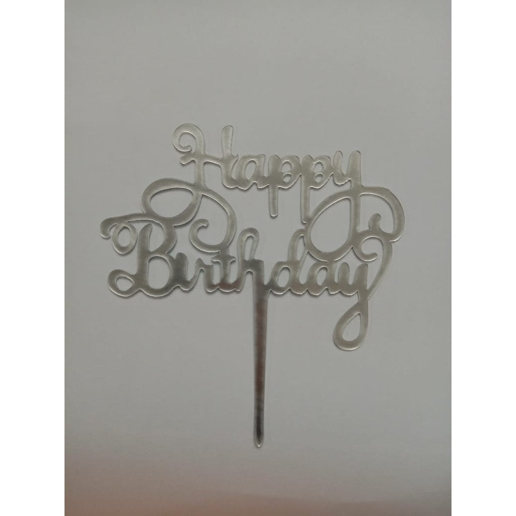 Cake Topper Acrylic / Topper Kue Akrilik Happy Birthday Sweet Seventeen Rose Gold