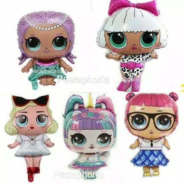 Balon Foil LOL Surprise Doll Diva, Mermaid,Unicorn, Student, White Skirt Jumbo Size 83 cm