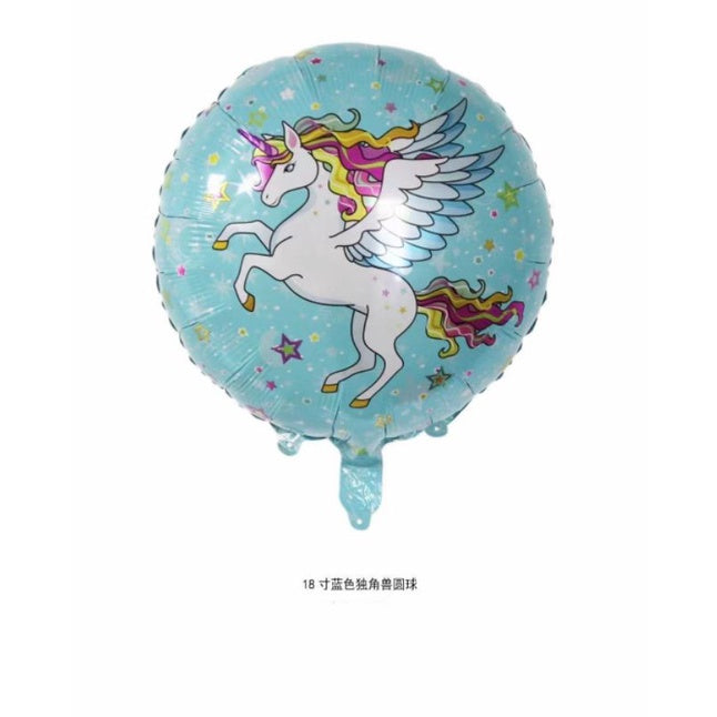 Balon Foil Bulat Flying Unicorn Size 45 cm