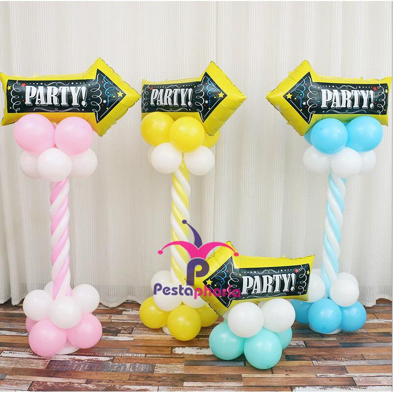 Balon Foil Party Sign Arrow / Tanda Panah Jumbo Size 82 cm