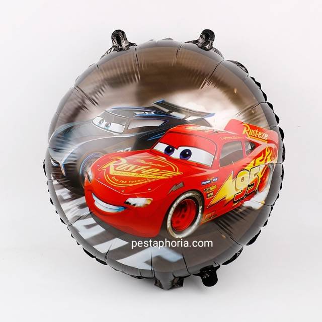 Balon Foil Bulat Cars Double Side Size 45 cm