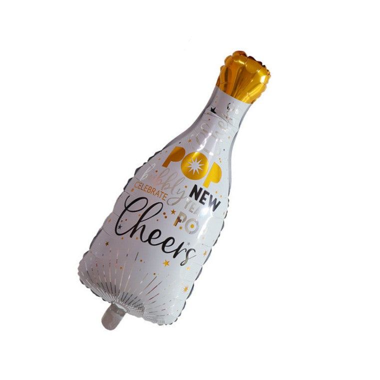 Balon Foil Bottle / Botol & Glass Champagne Jumbo / Lets Party / Cheers / Glitter Gold / Celebrate