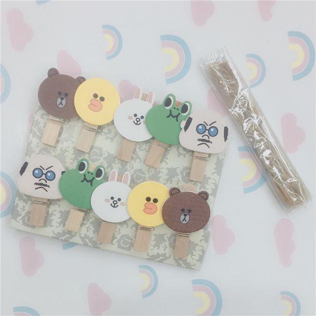 Wooden Clip Set Character / Penjepit Foto Kayu Karakter Kartun / Jepitan Kayu