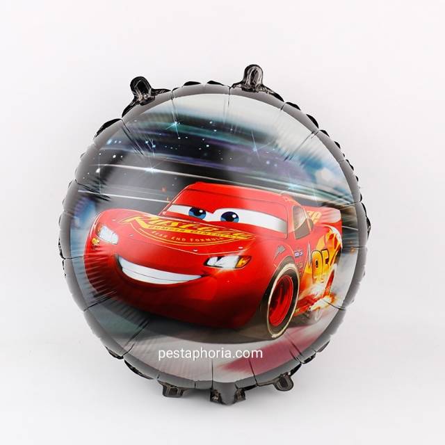 Balon Foil Bulat Cars Double Side Size 45 cm