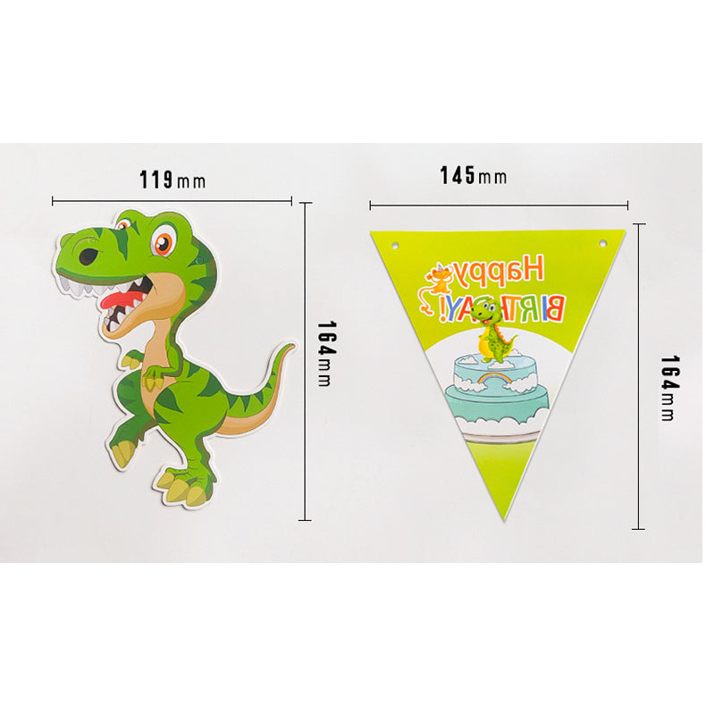 Bunting Banner HBD Happy Birthday Dino / Dinosaurus Segitiga