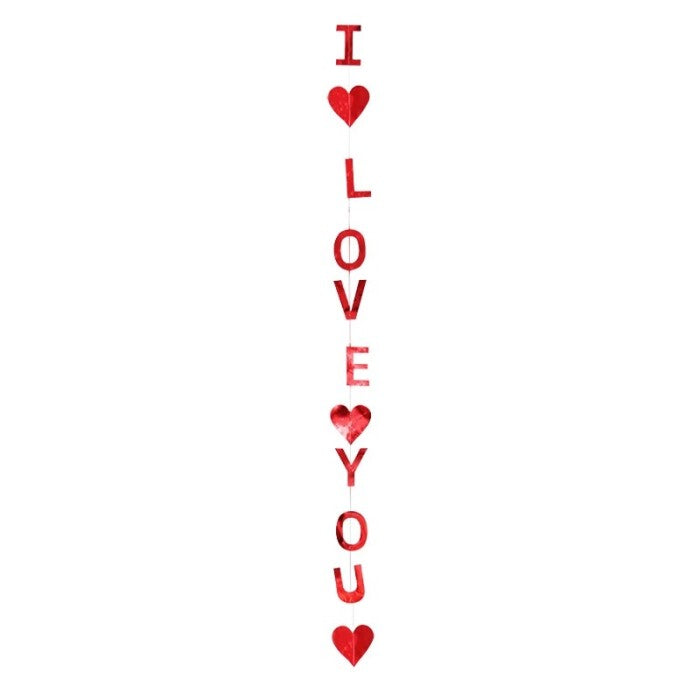 Bunting Flag / Banner I Love You Metalik