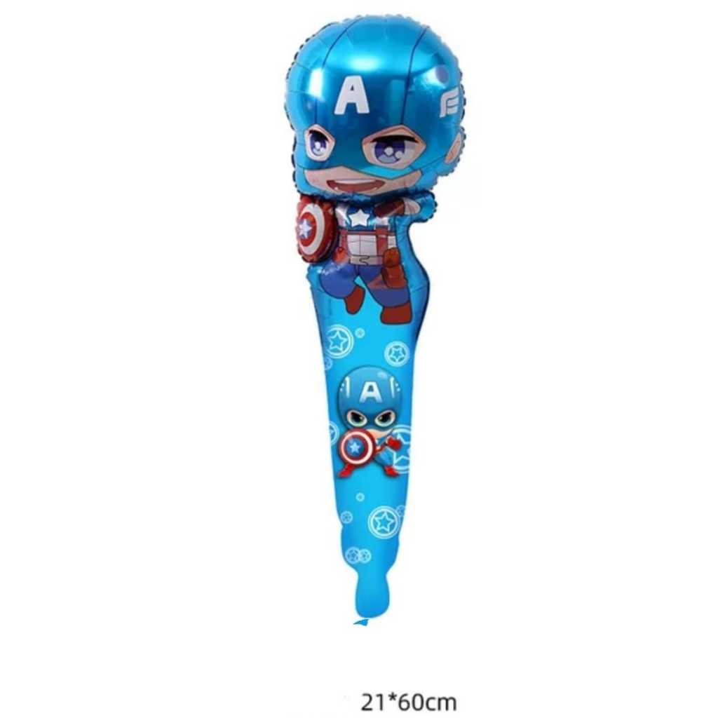 Balon Foil Pentung Panjang Mickey Unicorn Spiderman Spongebob Hello Kitty Pikachu Captain America
