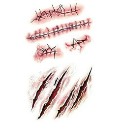 Stiker Tato / Temporary Tattoo Sticker Bentuk Cakaran / Luka Jahitan untuk pesta Halloween