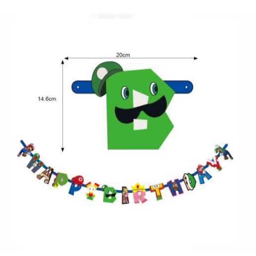 Bunting Flag / Banner HBD Happy Birthday Super Mario