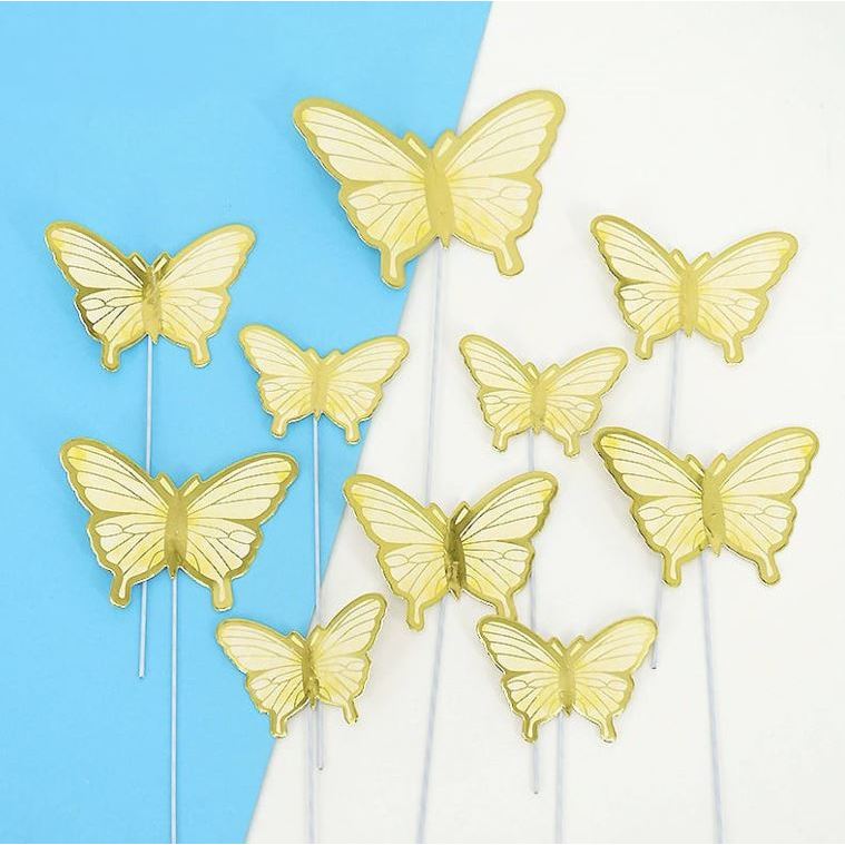 10 pcs DIY Birthday Decoration Butterfly Cake Topper / Hiasan Kue Ulang Tahun Kupu-Kupu