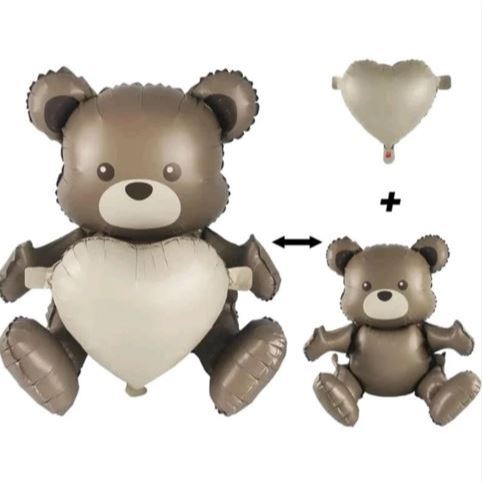 Balon Foil Sitting Bear Love Matte 3D Jumbo Size 65 cm