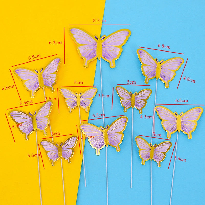 10 pcs DIY Birthday Decoration Butterfly Cake Topper / Hiasan Kue Ulang Tahun Kupu-Kupu
