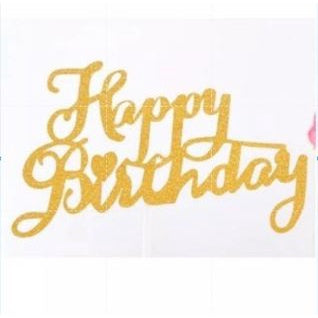 Cake Topper /Topper Kue HBD /Happy Birthday Huruf Besar, Latin Lurus, Pita, Swirly, Antlers Warna Gold Silver