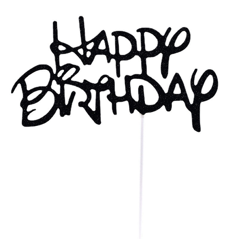 Cake Topper /Topper Kue HBD /Happy Birthday Huruf Besar, Latin Lurus, Pita, Swirly, Antlers Warna Gold Silver