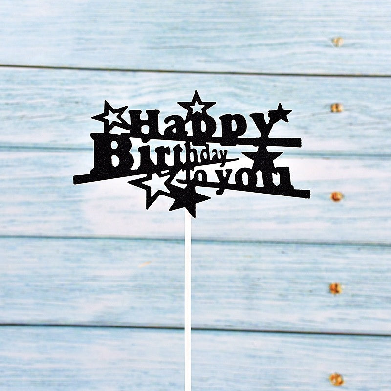 Cake Topper /Topper Kue HBD /Happy Birthday Huruf Besar, Latin Lurus, Pita, Swirly, Antlers Warna Gold Silver