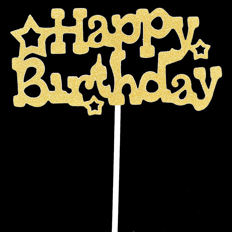 Cake Topper /Topper Kue HBD /Happy Birthday Huruf Besar, Latin Lurus, Pita, Swirly, Antlers Warna Gold Silver
