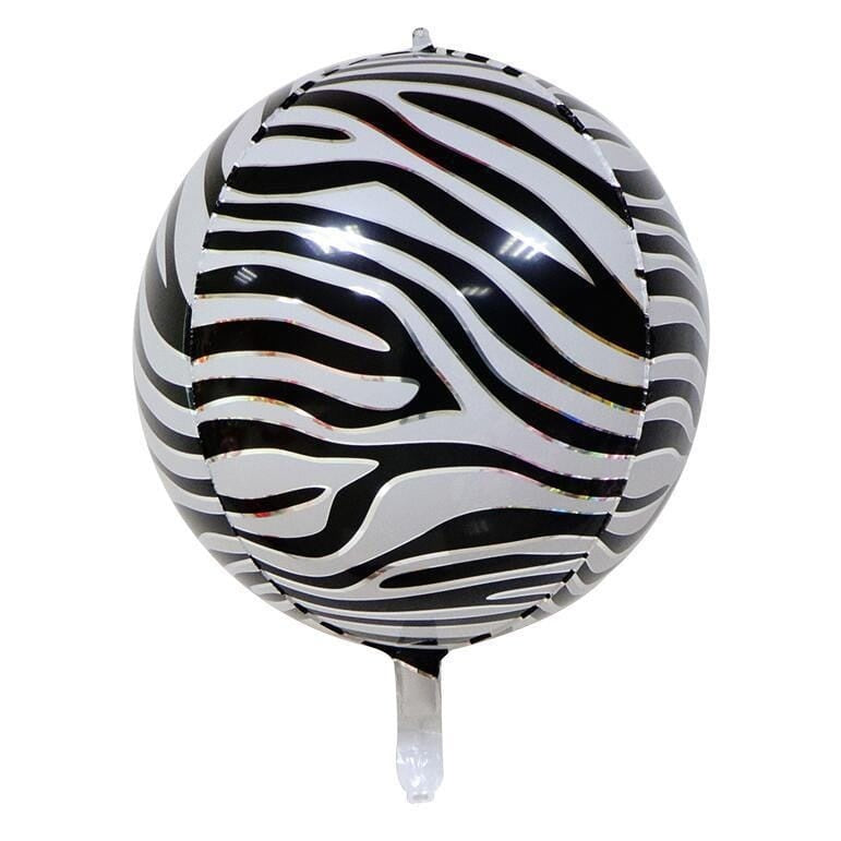 Balon Foil Bulat 4D Satuan Motif Animal Print Hewan Leopard Macan Zebra Jerapah 22 inch