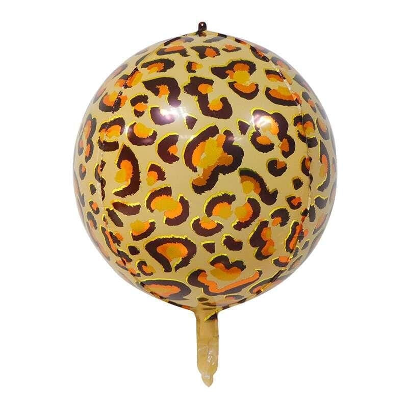 Balon Foil Bulat 4D Satuan Motif Animal Print Hewan Leopard Macan Zebra Jerapah 22 inch
