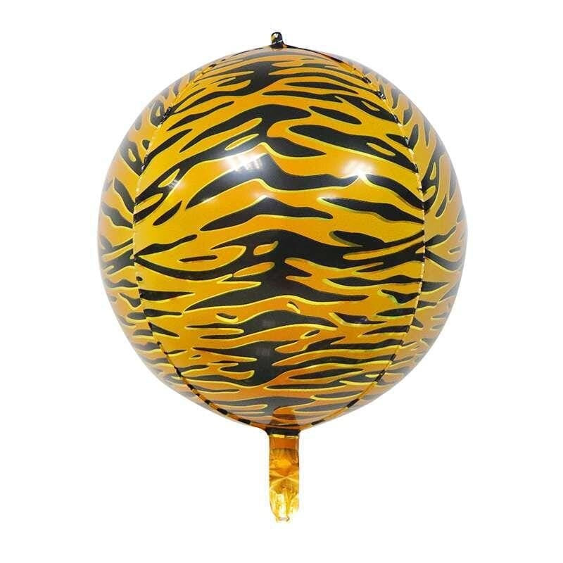 Balon Foil Bulat 4D Satuan Motif Animal Print Hewan Leopard Macan Zebra Jerapah 22 inch