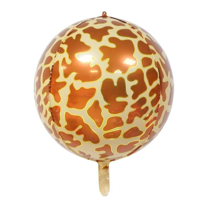 Balon Foil Bulat 4D Satuan Motif Animal Print Hewan Leopard Macan Zebra Jerapah 22 inch