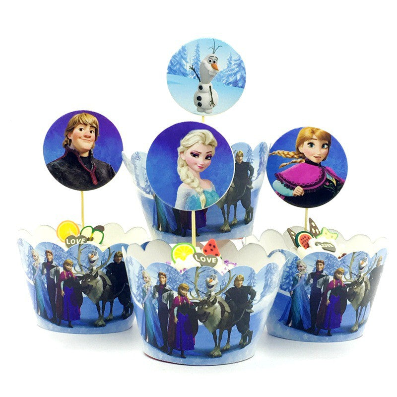 Cake Topper + Cake Wrapper Set isi 12 pcs Frozen II / Among Us / Superhero Lego