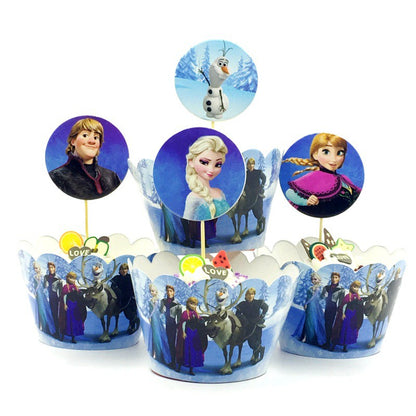 Cake Topper + Cake Wrapper Set isi 12 pcs Frozen II / Among Us / Superhero Lego