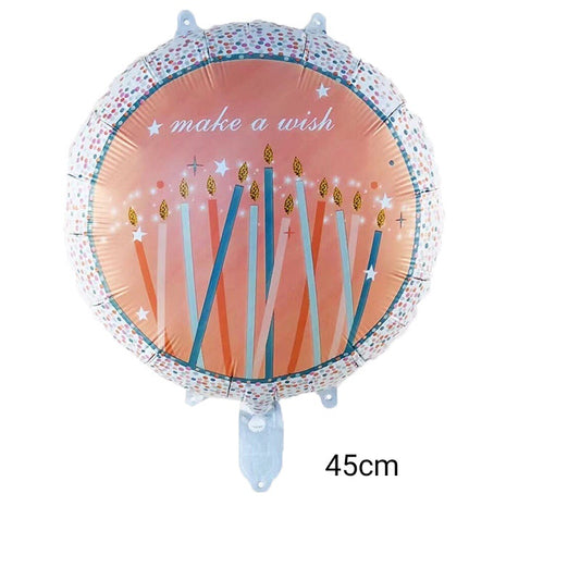 Balon Foil Bulat Lilin Make A Wish 45 cm