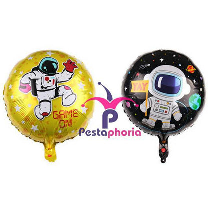 Balon Foil Bulat HBD / Happy Birthday Astronot Size 45 cm