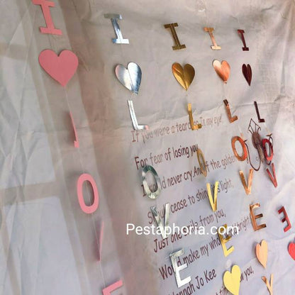 Bunting Flag / Banner I Love You Metalik