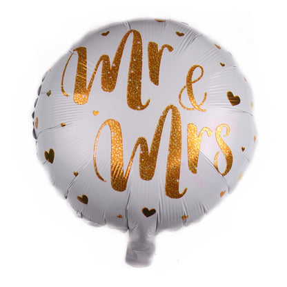 Balon Foil Bulat Mr / Mrs Glitter Gold /Hati Tulisan Love Glitter Gold Size 45 cm