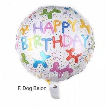 Balon Foil Bulat HBD Happy Birthday Shark/Ice Cream/Candy/Cake/Carousel/Dog/Turtle Size 45 cm
