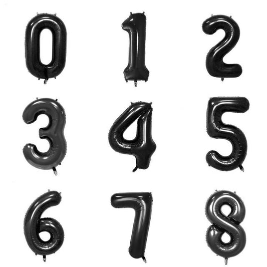 Balon Foil Angka Polos Jumbo 75 cm Warna Black / Hitam