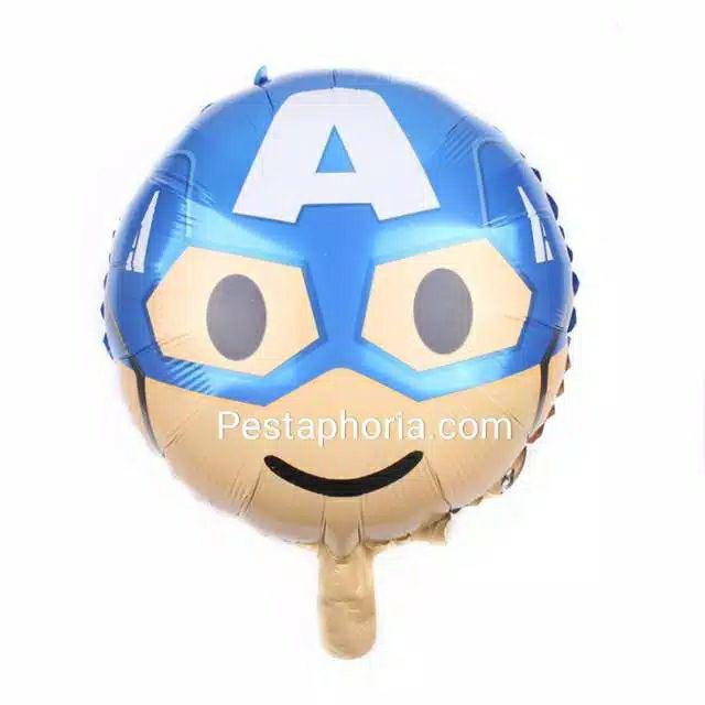 Balon Foil Bulat Kepala Baby Captain America Head , Baby Spiderman Head , Baby Batman Head 45 cm