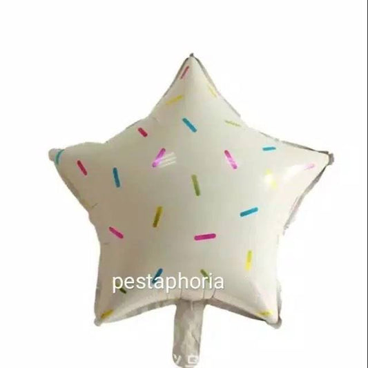 Balon Foil Bintang / Rainbow Sprinkle Star Size 45 cm