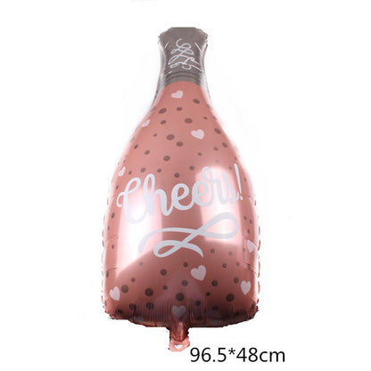Balon Foil Bottle / Botol & Glass Champagne Jumbo / Lets Party / Cheers / Glitter Gold / Celebrate