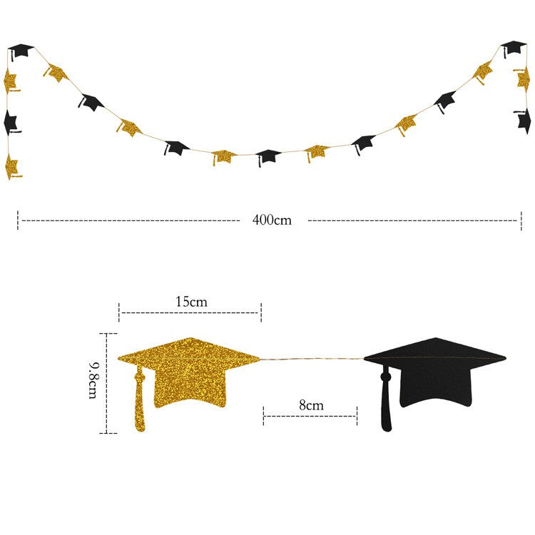 Banner Toga Wisuda / Grad / Graduation Black Gold 4 meter
