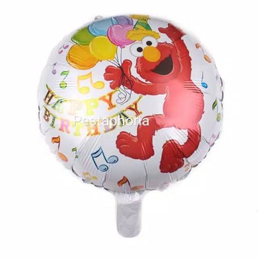 Balon Foil Bulat HBD Happy Birthday Elmo Size 45 cm