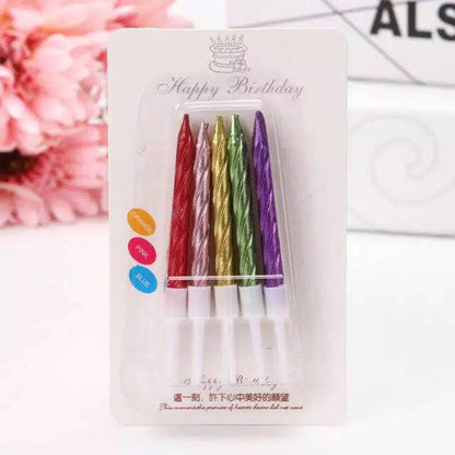 Lilin Ulang Tahun Ulir / Spiral Pendek Gold Silver Pink Champagne Gold  isi 10 pcs