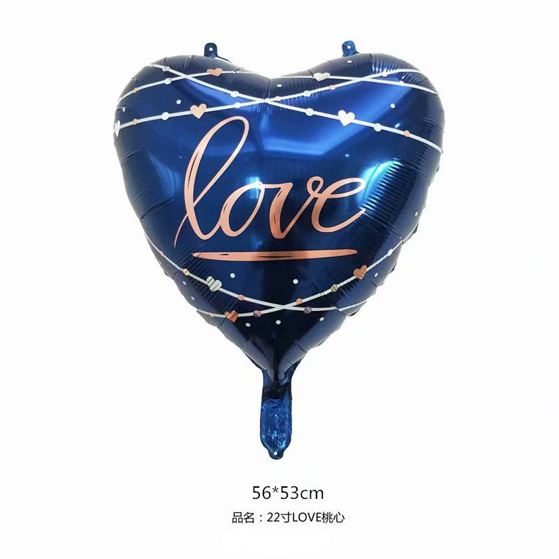 Balon Foil Bulat Love / Hati Biru Size 22 inch / 55 cm