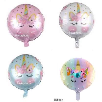 Balon Foil Bulat Unicorn Eyelash Size 45 cm