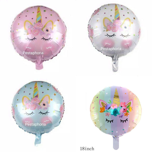 Balon Foil Bulat Unicorn Eyelash Size 45 cm