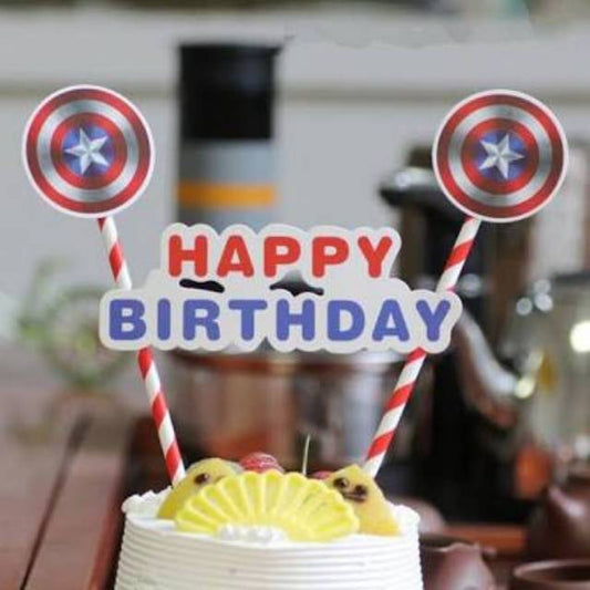 Cake Topper Happy Birthday  Perisai Captain America / Shield